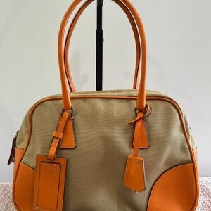 Prada Vintage Cinghiale-Trimmed Canapa